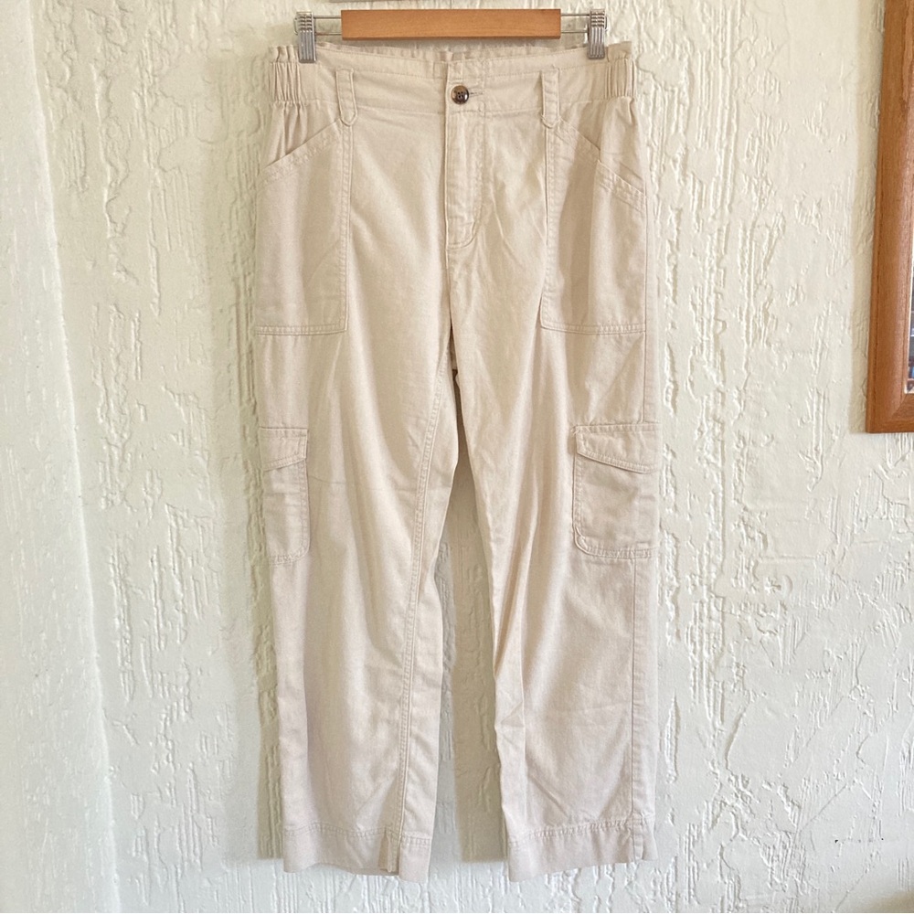 Old Navy Cargo Wide Leg Beige Bone Pants Size Small